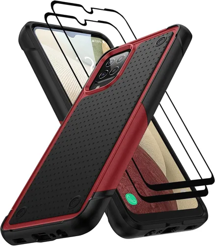 Vista 15 de Jeylly Funda compatible con Samsung Galaxy A12, Samsung Galaxy A12 con protector de pantalla de vidrio templado, protección contra caídas de grado