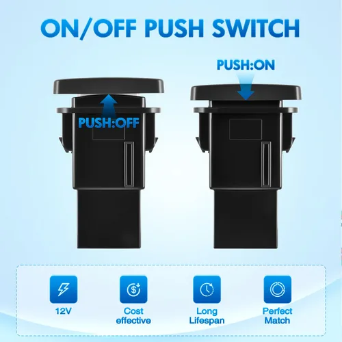 Vista 8 de Nilight Interruptor de Batería de Botón de Encendido/Apagado AUX 12V con Cable Conector Kit de Reemplazo de 1.28" x 0.87" para Toyota Sequoia