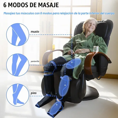 Vista 2 de FSA Masajeador de piernas de compresión de aire para circulación y alivio del dolor, botas de compresión de piernas completas con correas