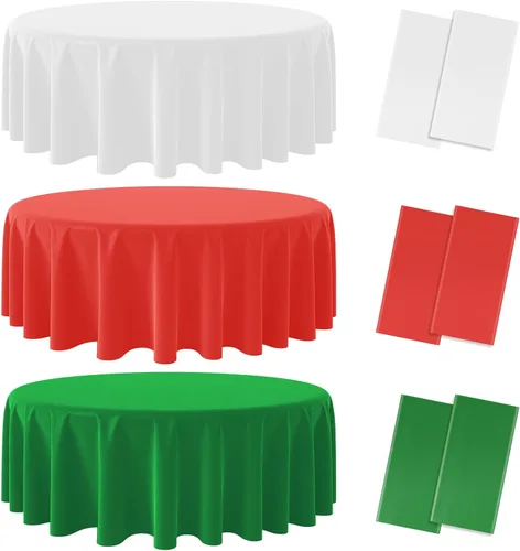 Vista 14 de MASHAN Paquete de 6 Manteles de Navidad a Granel, Manteles Desechables Rojos Blancos Verdes, Cubiertas de Mesa Rectangulares Temática de Italia