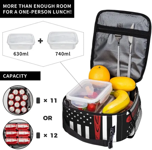 Vista 4 de Miaoquhe Lonchera de béisbol para hombres, bolsa de béisbol con bandera estadounidense para mujeres, bolsa de almuerzo para niños, bolsa de almuerzo