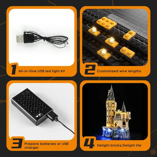 Vista 4 de LIGHTAILING Luz para Lego-76454 Hogwarts-Castle: La torre principal - Kit de iluminación LED compatible con el modelo de bloques de construcción