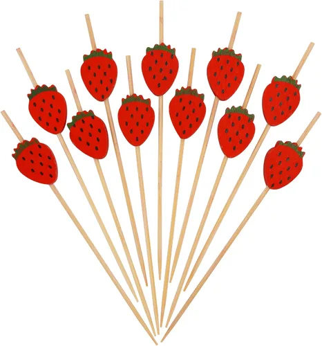 Vista 18 de Minisland Palillos de cóctel de hojas de piña de sandía mixtos, palillos de bambú de 4.7 pulgadas de largo para aperitivos, comida hawaiana