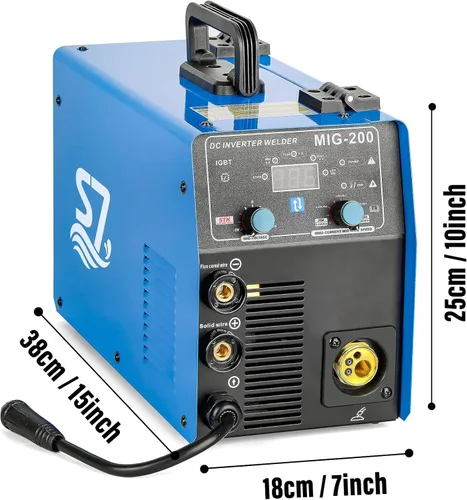 Vista 5 de Máquina de soldar de procesos múltiples, de 200 A y 110V/220V, para MIG con gas, MIG con núcleo fundente sin gas, de barra, Lift TIG, soldadura por