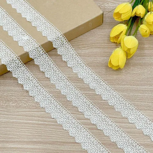 Vista 5 de Designer's Shop VL 6639 VL 6639 - Borde de encaje blanco de 5 yardas para costura, manualidades (margarita-mareado) 1-1/16 pulgadas x 5 yardas