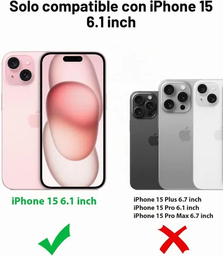 Vista 2 de Jelanry - Funda para iPhone 15 5G, protección resistente, resistente, color negro Dropproof & Dual-Layer Protective Back Cover with Port Anti