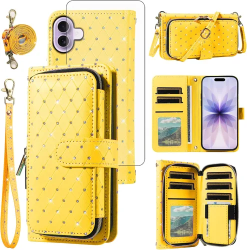 Vista 171 de Funda para teléfono iPhone 6 6S con cremallera y protector de pantalla con protector de pantalla, correa de cordón cruzado, ranura para iPhone 6 Six