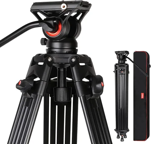 Vista 2 de COMAN KX3636 - Kit de trípode resistente con cabezal fluido de video + trípode universal para fotografía Dolly