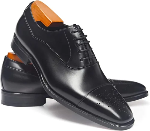 Vista 3 de FRASOICUS Zapatos de vestir para hombre, zapatos formales Oxford clásicos con cordones para hombre