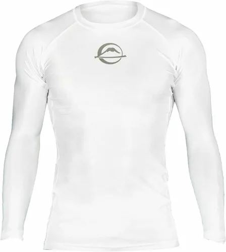 Vista 6 de FUJI Baseline Ranked Long Sleeve Jiu Jitsu Rashguard, BJJ Rashguard for Men and Women Negro