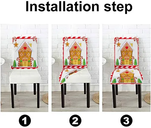 Vista 245 de CAPSCEOLL Christmas Dining Chair Covers,Snowflakes Festive Winter Pattern Stretch Chair Covers for Dining Room Set of 2 Washable Spandex Parson