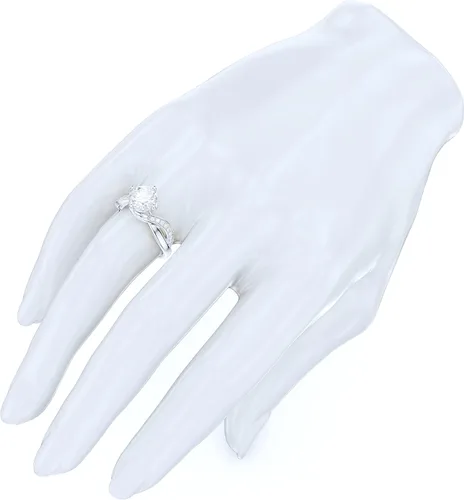 Vista 6 de Anillo de compromiso de plata esterlina con diamantes de corte redondo o moissanita de imitación de 2 quilates