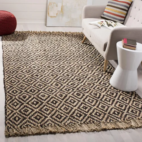 Vista 12 de SAFAVIEH Natural Fiber Collection - Alfombra decorativa, 2.3 x 4 pies, azul tropical y natural, yute bohemio con borlas de diamante, hecho a mano