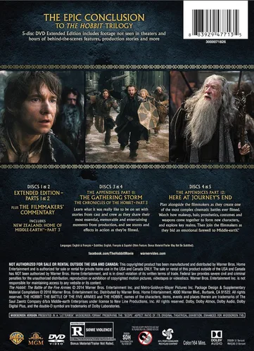 Vista 2 de Hobbit, The Battle of the Five Armies (Extended Edition) (DVD)