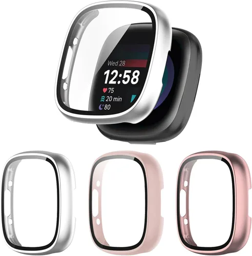 Vista 11 de Paquete de 6 fundas protectoras de pantalla para Fitbit Sense 2 / Versa 4 [cobertura completa], parachoques de policarbonato duro, accesorios