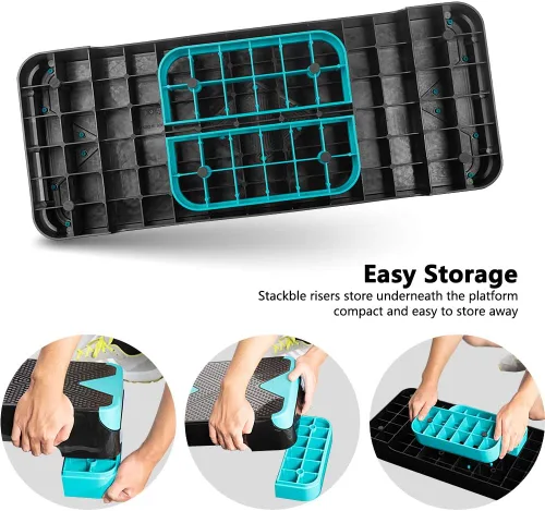 Vista 3 de GYMMAGE Stepper aeróbico de entrenamiento ajustable, plataforma de ejercicios aeróbicos con 2 elevadores, plataforma de ejercicios para fitness