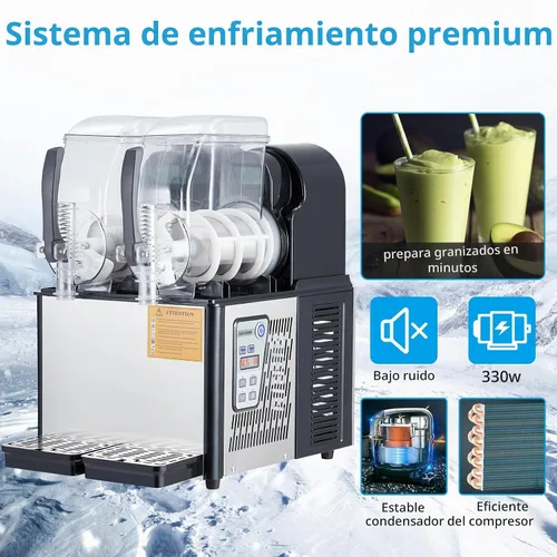 Vista 7 de Garvee Máquina de granizado comercial de doble tanque 4L × 2, grado comercial de 370 W, acero inoxidable autolimpiante, operación simultánea de dos