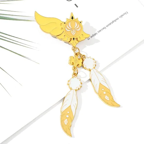 Vista 3 de Genshin Impact Hutao Brooch Pin - Hutao Characters Cosplay Enamel Brooch Lapel Pin - Gift for Fans, Women and Girls