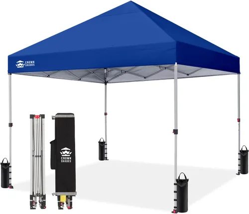 Vista 8 de CROWN SHADES Toldo desplegable de 8 x 8 pulgadas, tienda de campaña de playa con instalación CenterLok de un empuje, parasol fácil para exteriores