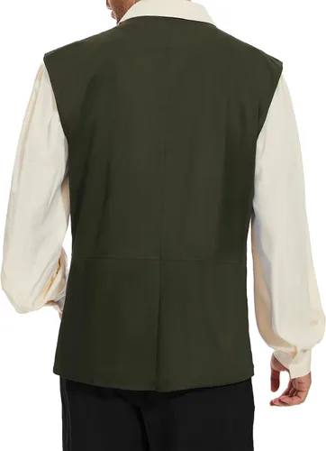 Vista 27 de Zando Chaleco pirata renacentista medieval vikingo para hombre, disfraz de Halloween o cosplay