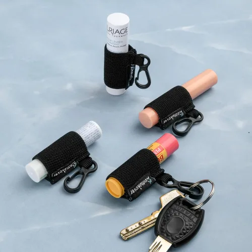 Vista 3 de Homakover 12 Pack Compact Chapstick Holder Keychain,Elastic Lip Balm Sleeves with Clip, Fits Most Standard Lip Balm