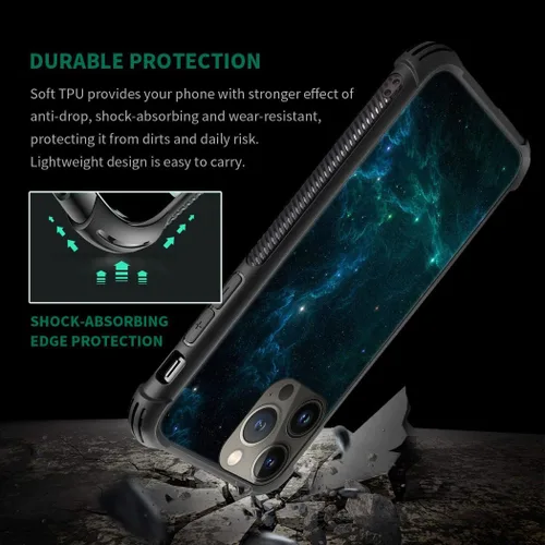 Vista 6 de CARLOCA Funda compatible con iPhone 15, increíble patrón de luz espacial nebulosa para niñas y niños, ultra protección, a prueba de golpes