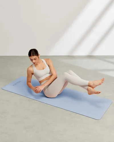 Vista 8 de Esterilla de yoga, esterilla de ejercicios antideslizante de TPE (1/4 pulgada) para pilates, fitness y entrenamientos a pie descalzo, esterilla