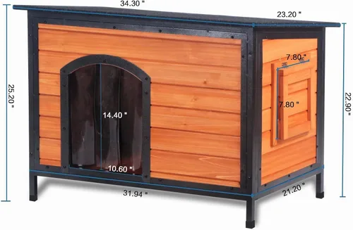 Vista 6 de FunXplore Casa para perros al aire libre, resistente a la intemperie, 34.3 pulgadas de largo, a prueba de masticación, para perros pequeños