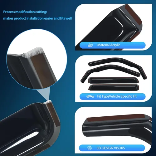 Vista 2 de Nilight - Deflectores de lluvia en canal para Ford Bronco Sport 2021 2022 2023 2024, deflectores de ventana originales, viseras de ventilación