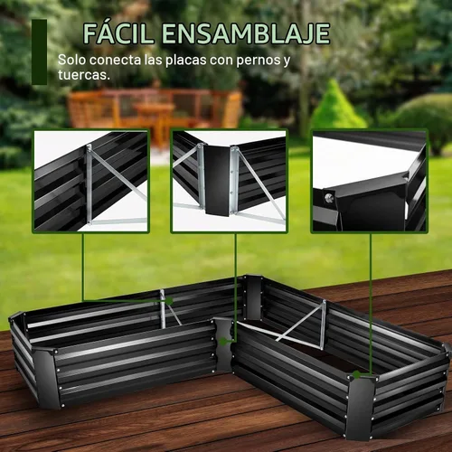 Vista 4 de Kit de Cama de Jardín Elevada, Macetero Galvanizado de 5x5x1 pies, Cajas de Jardín Elevado Altas para Exteriores, Camas de Jardín Elevado de Metal