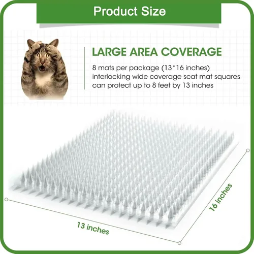 Vista 4 de Paquete de 8 alfombrillas para gatos – 16 x 13 pulgadas con pico de 1 pulgada, repelente de gatos para interiores y exteriores para disuadir a gatos