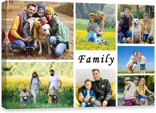 Vista 11 de DOARTDO Lienzo fotográfico personalizado con 4 collage de fotos múltiples, arte de pared personalizado para familia, niños, bebés, mascotas, marco