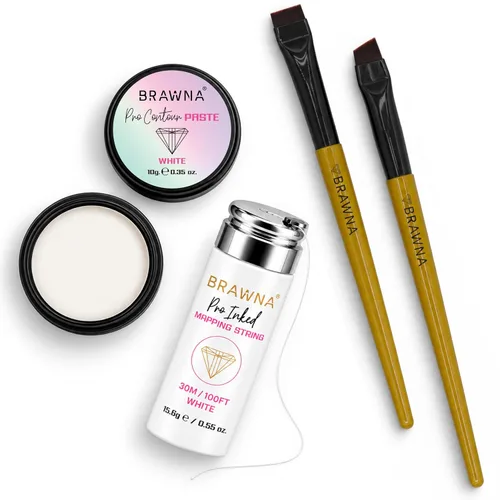 Vista 5 de BRAWNA Kit de mapeo de cejas con pasta blanca y 2 pinceles en ángulo Blanco