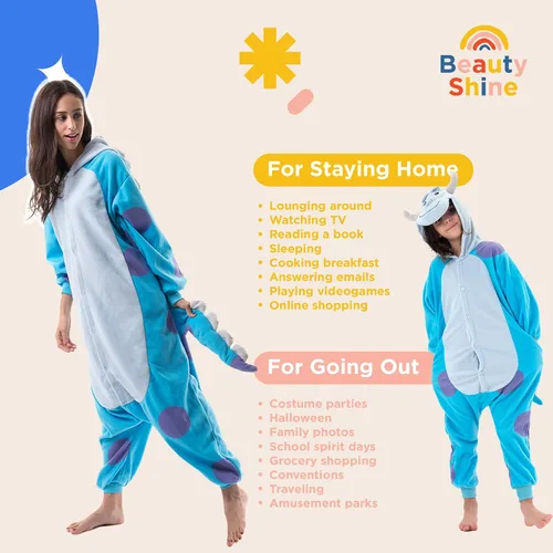 Vista 4 de Beauty Shine Kids Onesie Unisex Child Animal Costume Sleepwear Jumpsuit Christmas Halloween Cosplay Pajamas