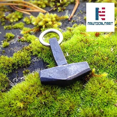 Vista 2 de Thors de acero forjado a mano, Mjolnir (Mjölnir). Joyas vikingas.