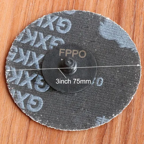 Vista 4 de FPPO Disco de lijado de óxido de aluminio 40 50 unidades de disco de lijado tipo R de 3 pulgadas, disco de cambio rápido, almohadilla de molienda
