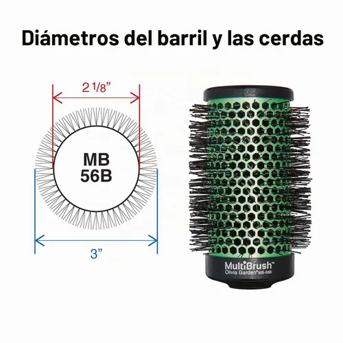Vista 2 de Olivia Garden MultiBrush - Cepillo térmico desmontable no eléctrico con barril de cerámica