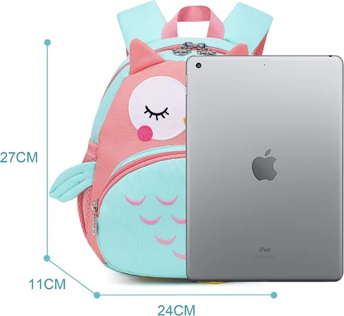 Vista 2 de Reqinqin Toddler Backpack for Girls 3D Animal Cartoon Owl School Travel Kids Backpack For Baby Girl Boy 1-5 Years Waterproof Mini Backpack for