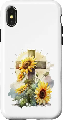 Vista 5 de Faith Christian Cross Watercolor Sunflower Flowers Case for iPhone 17