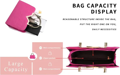 Vista 3 de JHVYF Monederos para mujer, bolsos de mano de moda para mujer, bolsos de mano de piel sintética con asa superior