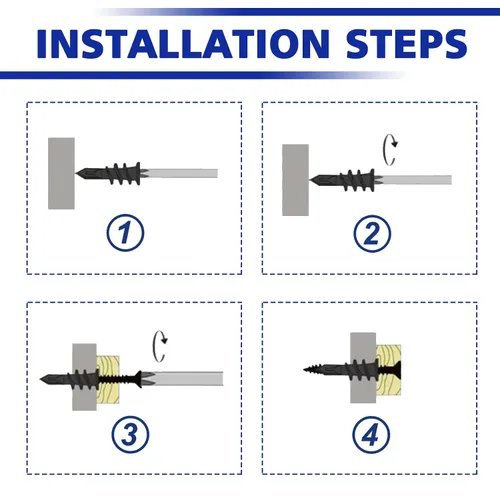 Vista 5 de Anclajes para paneles de yeso autoperforantes de pared huecos con tornillos, no requiere preparación de agujeros previos, plástico de nailon, 0.531