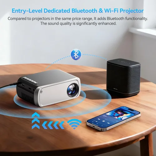 Vista 9 de Mini proyector Full HD 1080P Proyector portátil Plata Gris