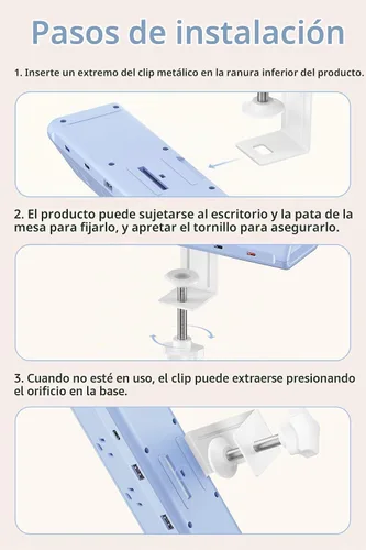 Vista 8 de AnnTane Regleta de alimentación con abrazadera de escritorio USBC, carga Azul