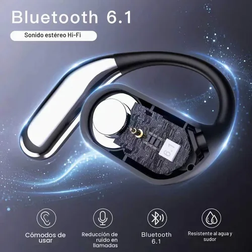Vista 5 de Hsility Auriculares inalámbricos Bluetooth con micrófono integrado con ganchos para los oídos 50 horas de reproducción, pantalla LED, estuche
