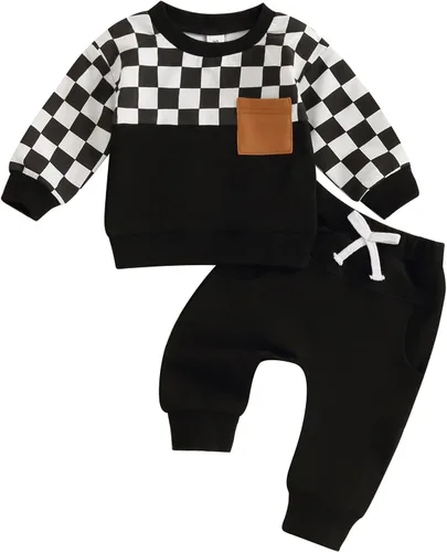 Vista 33 de Conjunto de sudadera de manga larga con cuello redondo y pantalones deportivos para bebés, ropa de invierno para bebé