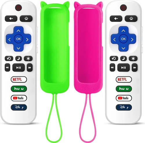 Vista 11 de (Paquete de 2) Repuesto para control remoto Roku TV con cubierta de 2Remote+Cubierta Azul Resplandor+Cubierta Verde Resplandor