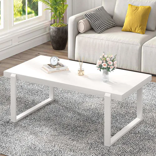 Vista 14 de EXCEFUR - Mesa de café moderna negra, mesa de centro industrial de madera y metal para sala de estar, mesa de té y cóctel rectangular, roble negro