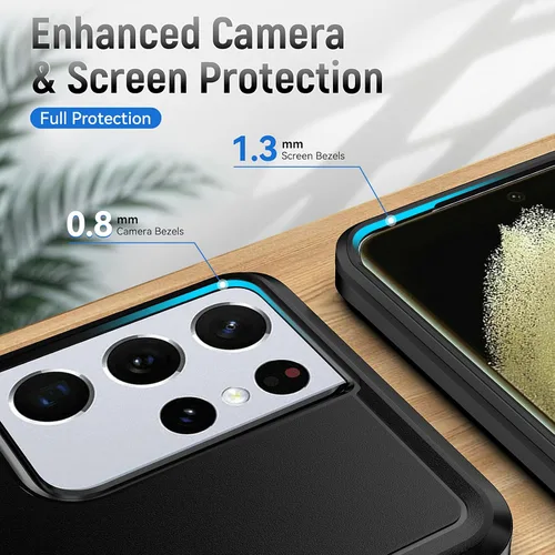 Vista 4 de Funda para Samsung Galaxy S21 Ultra, S21 Ultra con protector de pantalla, [probada contra caídas de grado militar], resistente, resistente, a prueba