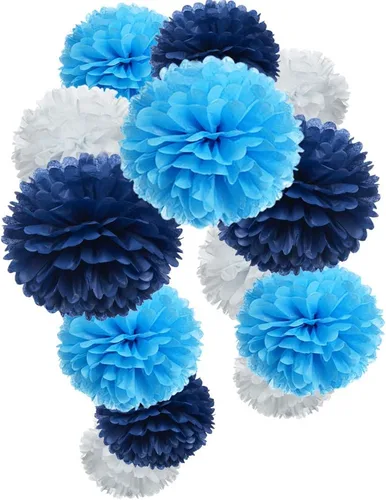 Vista 20 de Pompones de papel negro para fiestas (12 unidades)