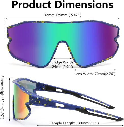 Vista 5 de FEISEDY Gafas de sol unisex para jóvenes, gafas de sol de béisbol y tenis, UV400 deportivas para niños y niñas, pantallas de ciclismo B4064